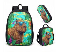 Gafas de sol Capybara Flotador de piscina de 17 pulgadas, juego de 3 piezas, mochila escolar tropical Summer Vibes para niños y adolescentes, 04., L, Minimalista