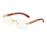Gafas de sol clásicas cuadradas de metal para hombre y mujer, estilo retro, sin montura, con diseño de madera dorada, protección UV400, modernas y elegantes, ideales para conducir, viajar y activ