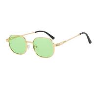 Gafas de sol clásicas de lujo de metal para mujer, modernas, para exteriores, conducción, viajes, UV400 (dorado, transparente y verde)