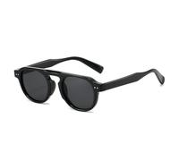 Gafas de sol clásicas de montura plana para hombre y mujer, estilo retro, color negro, montura gruesa, material elástico ligero, bisagra duradera, patillas curvas, protección UV, ideales para con