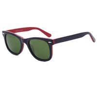 Gafas de sol clásicas vintage para hombre y mujer, retro, para conducir, al aire libre, lente de cristal, protección UV, color natural, Dark Blue Combo Red, medium