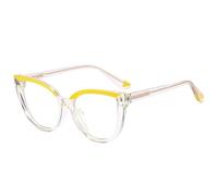 Gafas de sol con bisagra de resorte y diseño de ojo de gato para mujer, de doble color, estilo retro para hombre (amarillo transparente)