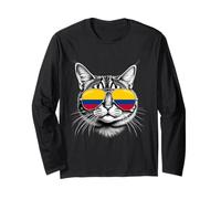 Gafas de Sol con Cara de Gato, Bandera de Colombia Manga Larga