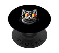 Gafas de Sol con Cara de Gato de Bélgica Bandera de Bélgica PopSockets PopGrip Adhesivo