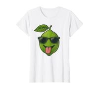 Gafas de Sol con Cara de Lima y Lengua Divertida Camiseta gráfica económica, Mujer, Blanco, M