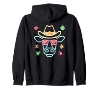 Gafas de Sol con Cara de Vaca de Vaquero Divertido gráfico Occidental Rosa Sudadera con Capucha