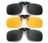 Gafas de Sol con Clip,2 PCS Lentes Polarizadas + 1 PCS Gafas de sol de Visión Nocturna Unisex Rectangulares Abatibles Hacia Arriba Gafas Graduadas para Hombres y Mujeres para conducir y al aire libre