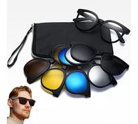 Gafas de Sol Con Clip,CHENKEE 5pzs Gafas de Sol Polarizadas con Clip Marco Plástico Lente Polarizada Anteojos Recetados Lente Polarizada Antideslumbrante con Bolso Para Conducir Deportes Al Aire Libre