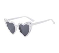 Gafas de sol con diamantes de imitación de corazón, para festivales, fiestas, viajes, tonos retro, lentes de sol vintage en forma de corazón, para ocasiones especiales, para mujer, para fiestas al