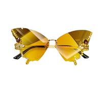 Gafas de sol con diamantes de imitación, mariposa y ojo de gato, para mujer, sin montura y cara pequeña con diamantes de imitación