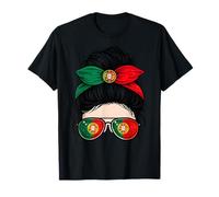 Gafas de Sol con diseño de Bandera Messy Bun Portugal Girl Pride Fan Camiseta