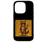 Gafas de sol con diseño de gato de Bengala, música rock Carcasa para iPhone 14 Pro