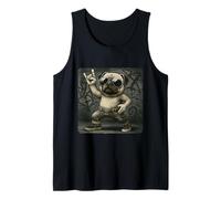 Gafas de sol con diseño de perro pug y música rock, divertidas, retro, cuernos Camiseta sin Mangas
