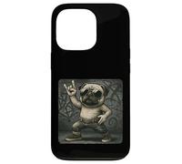 Gafas de sol con diseño de perro pug y música rock, divertidas, retro, cuernos Carcasa para iPhone 13 Pro