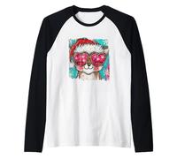 Gafas de Sol con Forma de corazón, diversión Camiseta Manga Raglan