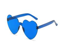 Gafas de Sol con Forma de corazón para Mujer, con protección UV, Patas de Espejo Resistentes a la deformación, Ideales para Exteriores.(Blue,14.5 * 5.4)