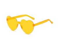 Gafas de Sol con Forma de corazón para Mujer, con protección UV, Patas de Espejo Resistentes a la deformación, Ideales para Exteriores.(Yellow,14.5 * 5.4)