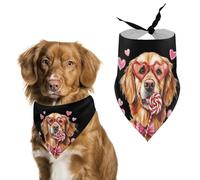 Gafas de sol con forma de corazón para perros Golden Retriever, pañuelo para perros con forma de piruleta para el Día de San Valentín, bufanda triangular para mascotas, accesorio para mascotas para pe