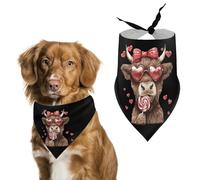 Gafas de sol con lazo de vaca y corazón, pañuelo para perro con forma de piruleta para el Día de San Valentín, bufanda para mascotas, babero triangular, accesorio para mascotas para perros y gatos med