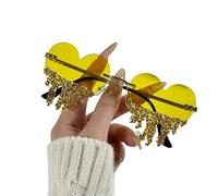 Gafas de sol con patrón de lágrimas de corazón, modernas, sin montura, adecuadas para festivales de música, estilos urbanos, gafas de sol