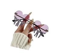 Gafas de sol con patrón de lágrimas de corazón, modernas, sin montura, adecuadas para festivales de música, Purple