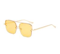 Gafas de sol con protección UV de medio marco, estilo retro, marco de metal, protección UV400, para hombres y mujeres, 5 amarillo dorado, uno