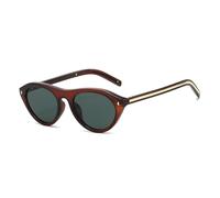 Gafas de sol con tachuelas de ojo de gato, gafas de sol ovaladas retro para hombre, gafas de sol unisex de moda, protección UV400, Té-verde oscuro