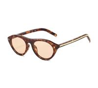 Gafas de sol con tachuelas de ojo de gato, gafas de sol ovaladas retro para hombre, gafas de sol unisex de moda, protección UV400, Leopardo-naranja