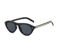 Gafas de sol con tachuelas de ojo de gato, gafas de sol ovaladas retro para hombre, gafas de sol unisex de moda, protección UV400, negro/gris