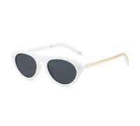 Gafas de sol con tachuelas de ojo de gato, gafas de sol ovaladas retro para hombre, gafas de sol unisex de moda, protección UV400, Blanco-gris