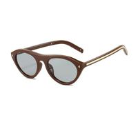 Gafas de sol con tachuelas de ojo de gato, gafas de sol ovaladas retro para hombre, gafas de sol unisex de moda, protección UV400, Café-ceniza