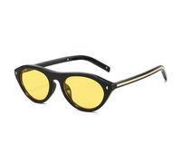 Gafas de sol con tachuelas de ojo de gato, gafas de sol ovaladas retro para hombre, gafas de sol unisex de moda, protección UV400, negro-amarillo
