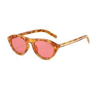 Gafas de sol con tachuelas de ojo de gato, gafas de sol ovaladas retro para hombre, gafas de sol unisex de moda, protección UV400, Leopardo-rojo