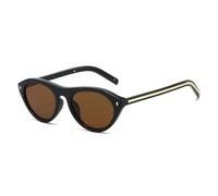 Gafas de sol con tachuelas de ojo de gato, gafas de sol ovaladas retro para hombre, gafas de sol unisex de moda, protección UV400, Té negro-