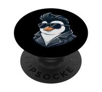 Gafas de Sol Cool Penguin Rock Roll Estilo Retro PopSockets PopGrip Adhesivo