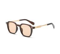 Gafas de sol cuadradas clásicas negras para hombre y mujer, estilo moderno, ligeras, con detalles metálicos en las patillas, ideales para conducir al aire libre y para uso diario. Modelo C6. Tall