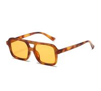 Gafas de sol cuadradas con puentes dobles de moda para mujer, gafas con lentes degradadas oceánicas transparentes, gafas de sol de tendencia para hombres, sombras UV400, naranja ámbar, talla única
