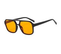 Gafas de sol cuadradas de estilo aviador para mujer y hombre, montura grande, estilo Ins, color negro, protección UV400, color negro y naranja.