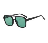 Gafas de sol cuadradas de estilo aviador para mujer y hombre, montura grande, estilo Ins, color negro, protección UV400, color negro y verde.
