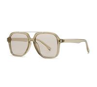 Gafas de sol cuadradas de gran tamaño con doble puente para mujer, con protección UV400, estilo retro, con remaches, color verde oscuro, para ir de compras, viajar, ir a la playa, ir de fiesta o anda