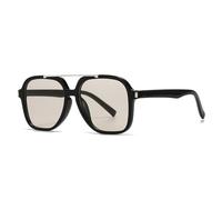Gafas de sol cuadradas de gran tamaño con doble puente para mujer, con protección UV400, estilo retro, con remaches, color verde oscuro, para ir de compras, viajar, ir a la playa, ir de fiesta o anda
