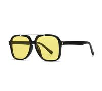 Gafas de sol cuadradas de gran tamaño con doble puente para mujer, con protección UV400, estilo retro, con remaches, color verde oscuro, para ir de compras, viajar, ir a la playa, ir de fiesta o anda