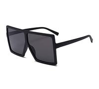 Gafas de sol cuadradas de gran tamaño para mujeres y hombres, estilo retro de los años 70, estilo de parte superior plana, grandes tonos negros, a la moda, Black