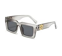 Gafas de sol cuadradas de marco grueso, retro, con protección UV, para hombres y mujeres, Marco gris transparente, copos negros y grises