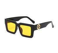 Gafas de sol cuadradas de marco grueso, retro, con protección UV, para hombres y mujeres, Marco negro, copos amarillos