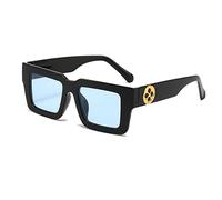 Gafas de sol cuadradas de marco grueso, retro, con protección UV, para hombres y mujeres, Marco negro, copos azules