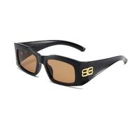 Gafas de sol cuadradas de moda con marco grande, con letra B, protección UV400, Copos Frametea negros brillantes