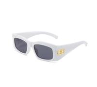 Gafas de sol cuadradas de moda con marco grande, con letra B, protección UV400, Marco blanco sólido, copos grises