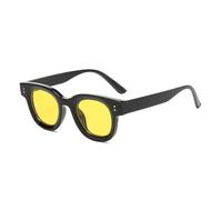 Gafas de sol cuadradas de moda para mujer, con lentes oceánicas transparentes, estilo retro con remaches, decoración para hombre, estilo punk, con estampado de leopardo, UV400 (negro y amarillo)