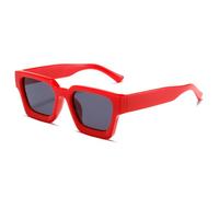 Gafas de sol cuadradas de moda retro con marco grueso y bisagra de metal mejorada, UV400, grandes, para hombres y mujeres que conducen, gafas populares para hombre y mujer, color rojo y gris, talla ú